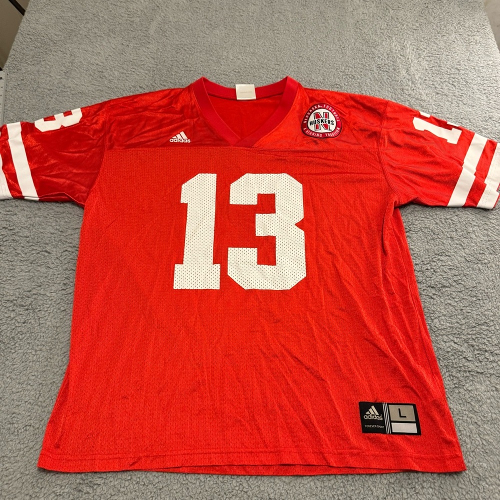 Nebraska Cornhuskers Football Adidas Red #13 Jersey Size Large Zac Taylor - Picture 1 of 10